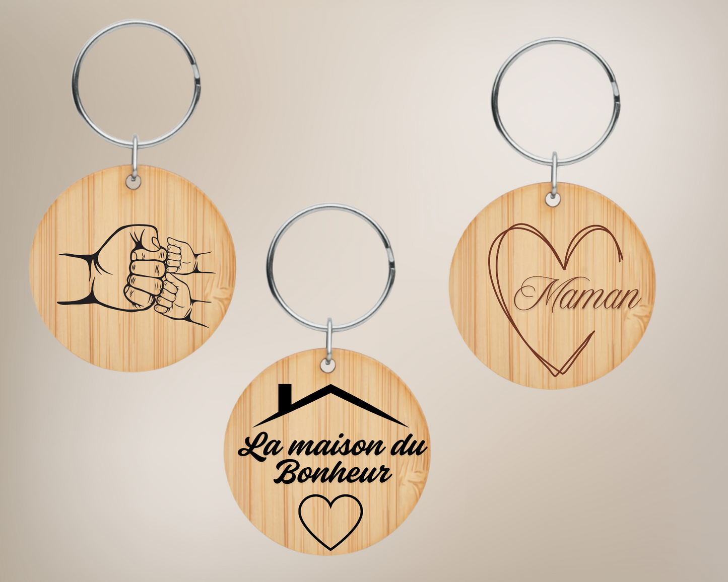 Porte-clé rond en bois