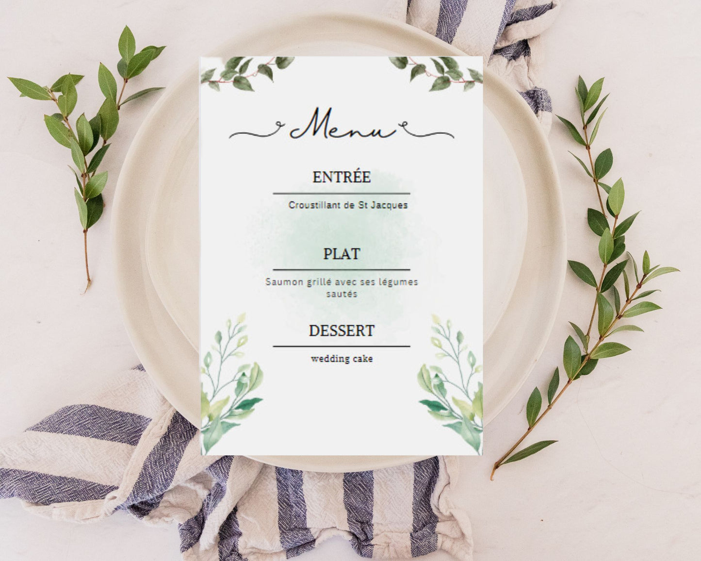 Menu de table personnalisé