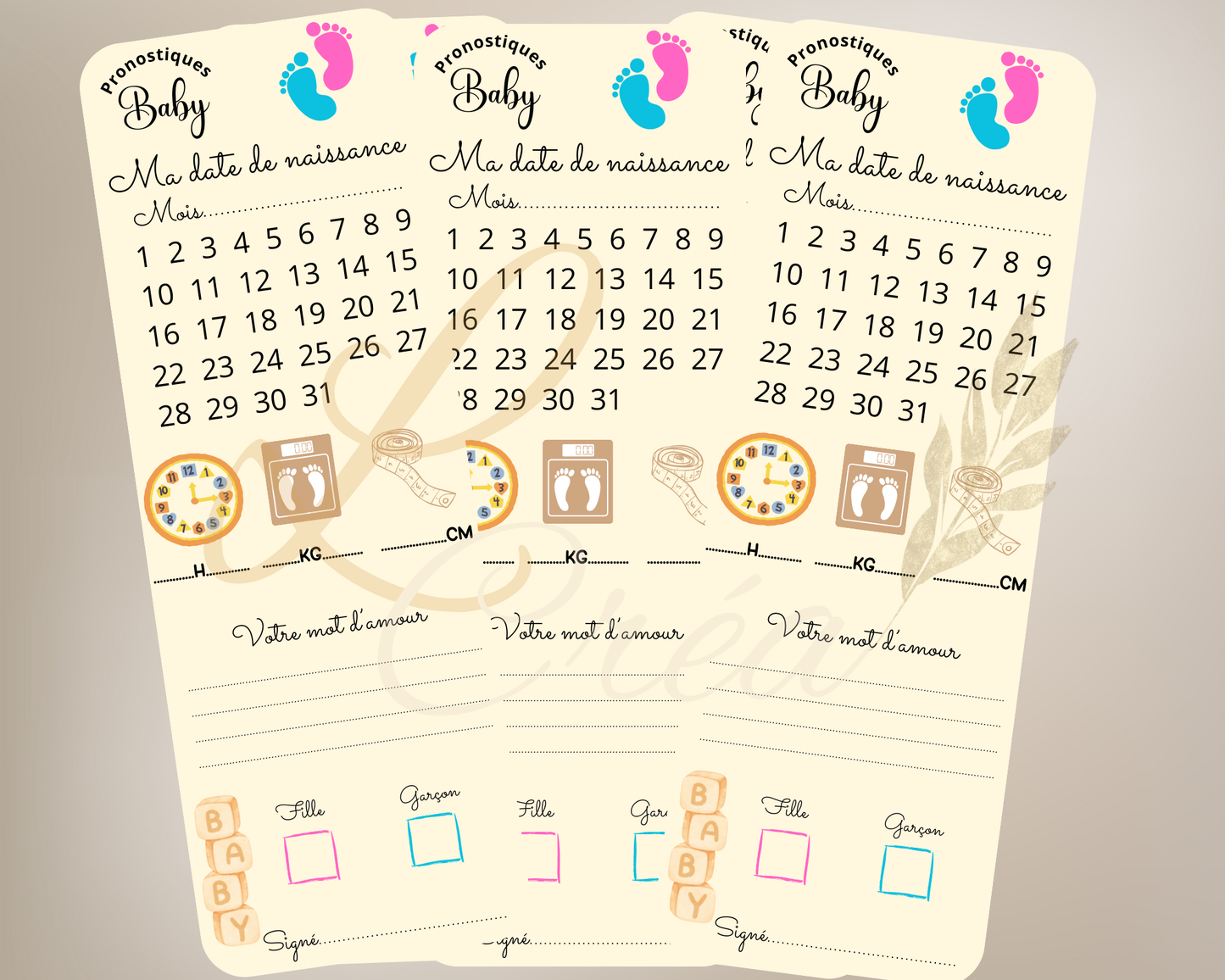 Carte pronostique Bébé