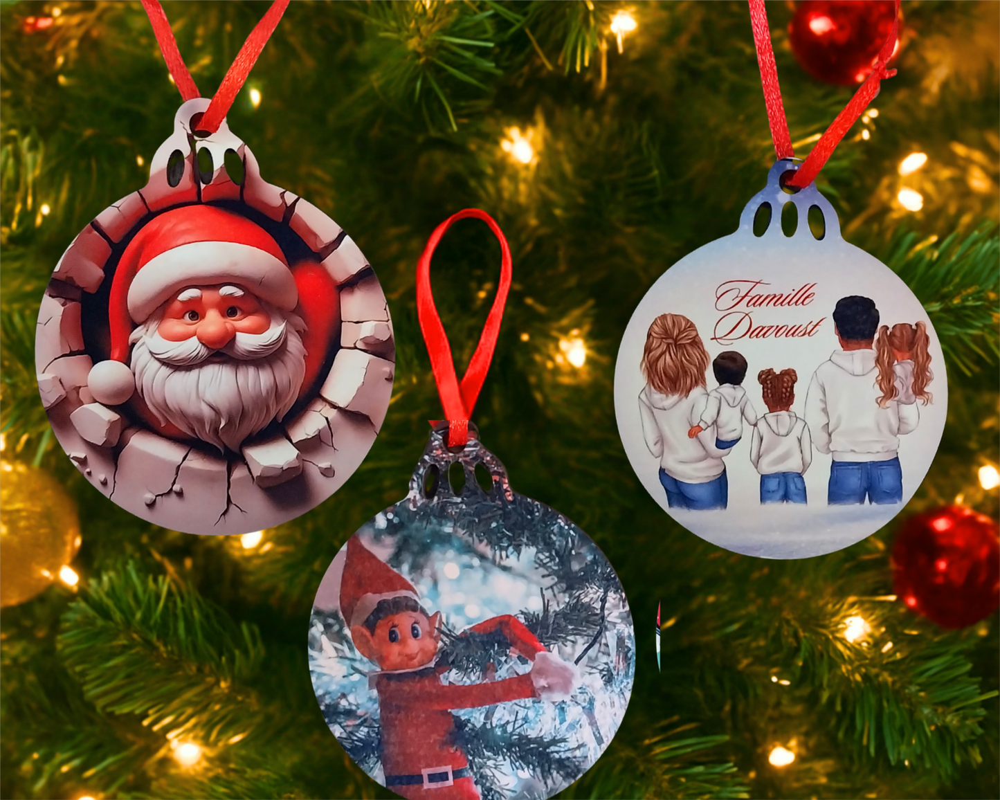 Boule de Noël plate personnalisée