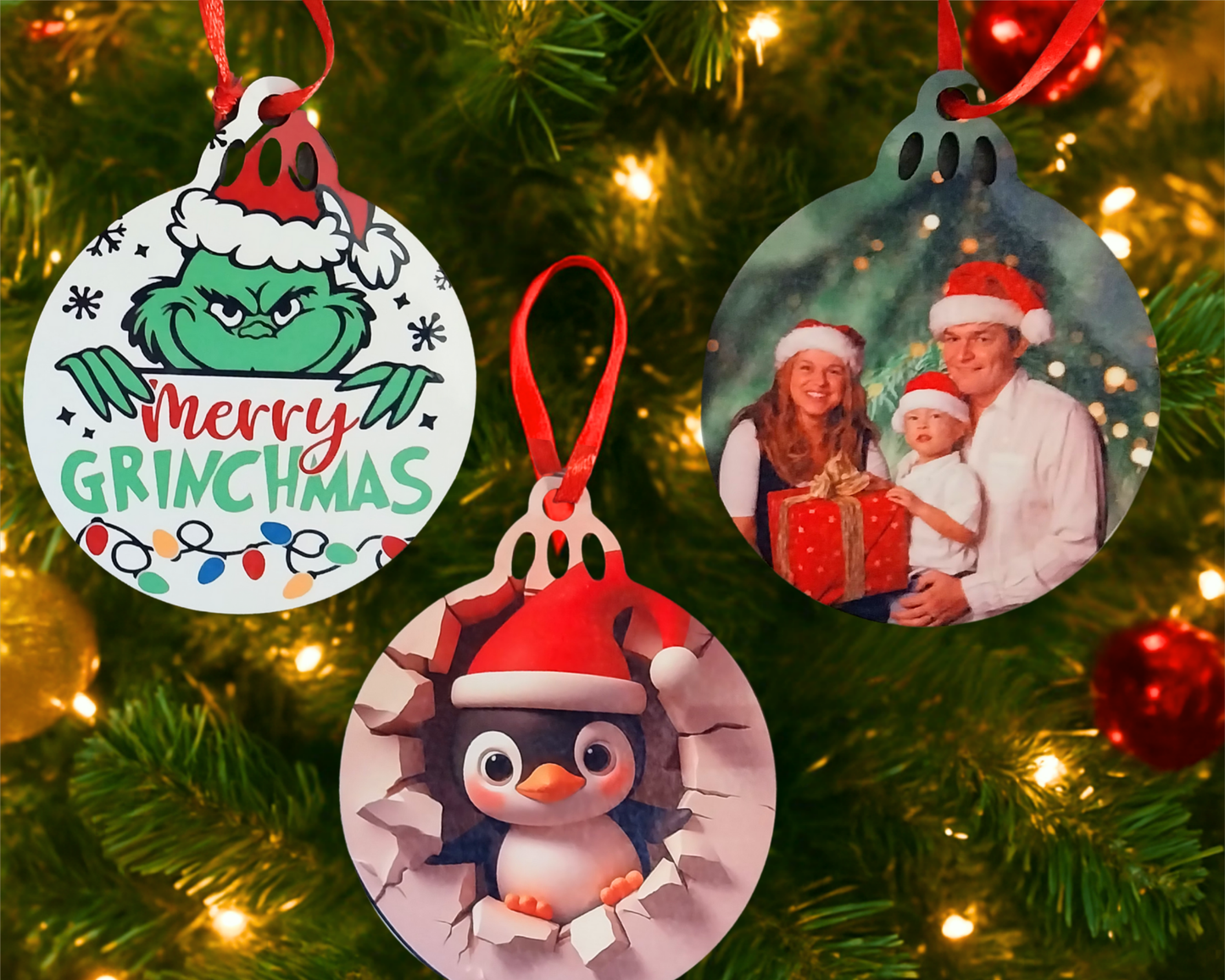 Boule de Noël plate personnalisée